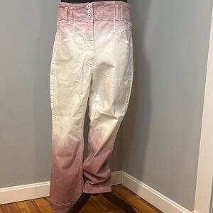 Anthropologie Pink and White Ombre Boot Cut Jeans‎ 31 Artsy Unique Wide leg